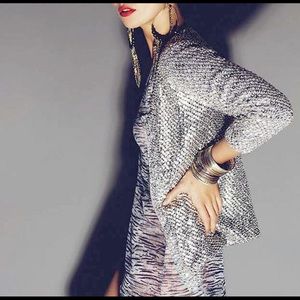 Kate Moss Top Shop Silver Sequin Glitter Cardigan